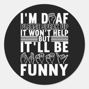 Pegatina Redonda Concienciación sorda sobre el lenguaje del Rótulo
