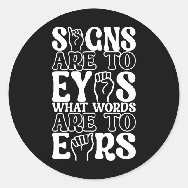 Pegatina Redonda Concienciación sorda sobre el lenguaje del Rótulo  (Anverso)