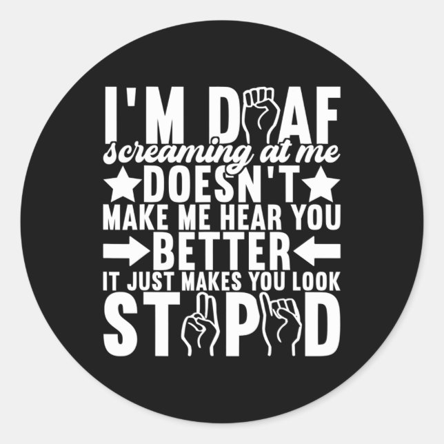 Pegatina Redonda Concienciación sorda sobre el lenguaje del Rótulo  (Anverso)