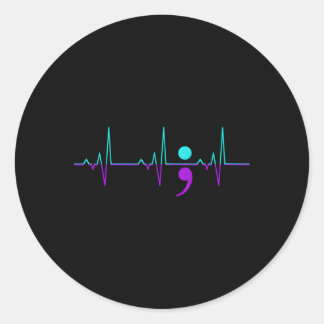 Pegatina Redonda Concienciación suicida Hebeat Soporte Cinta Feliz