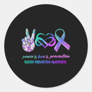 Pegatina Redonda Concienciación suicida Paz Prevención del Amor