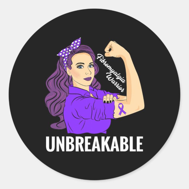 Pegatina Redonda Concienciación Un fuerte apoyo de los guerreros a  (Anverso)