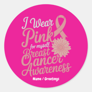 Pegatina Redonda Concientización sobre el cáncer de mama: Usa rosa 