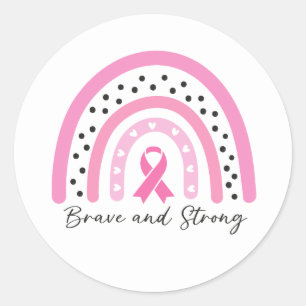 Pegatina Redonda Concientización sobre la cinta rosa del cáncer de