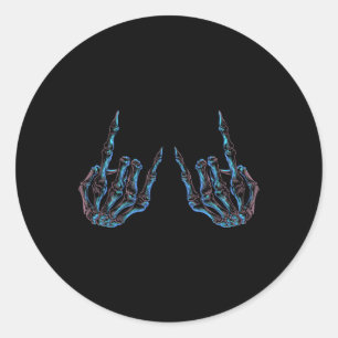 Pegatina Redonda Concierto de Buddy, Estrella de Rock - Esqueleto d