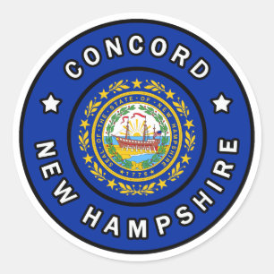Pegatina Redonda Concord New Hampshire