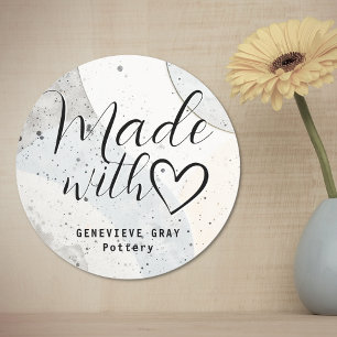 Pegatina Redonda Concreto Minimalista simple hecho con corazón de a