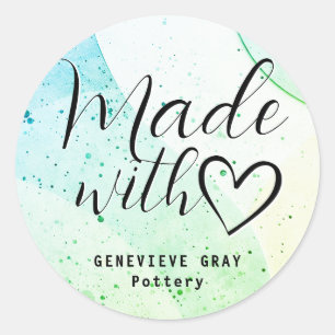 Pegatina Redonda Concreto Minimalista simple hecho con corazón de a