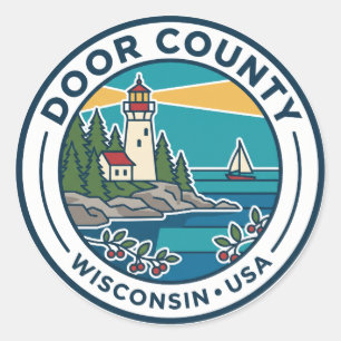 Pegatina Redonda Condado de Door Wisconsin