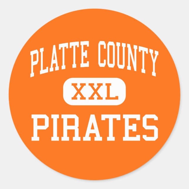 Pegatina Redonda Condado de Platte - Pirates - High-Platte City (Anverso)