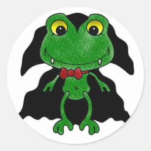 Pegatina Redonda Conde Frogula: Rana de vampiros