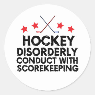 Pegatina Redonda Conducta desordenada del hockey con control de pun