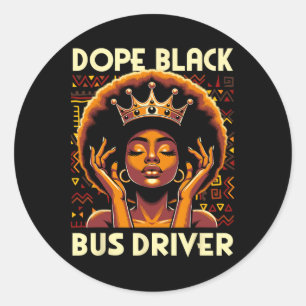 Pegatina Redonda Conductor de autobús negro de drogas afroamericano