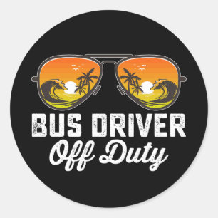 Pegatina Redonda Conductor De Autobús Sin Gafas De Sol El Día De La