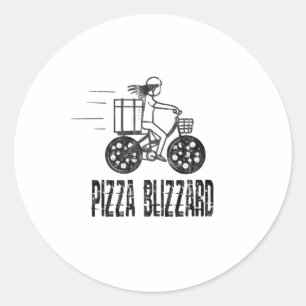 Pegatina Redonda Conductor de Blizzard Bike Courier Pizza