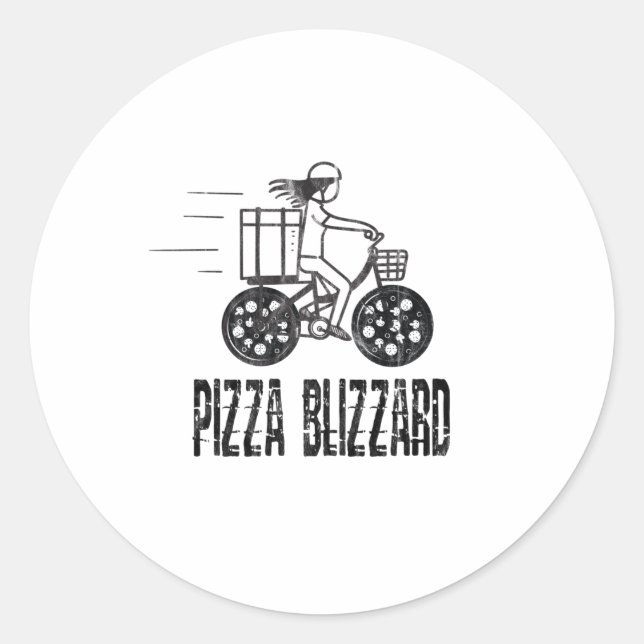 Pegatina Redonda Conductor de Blizzard Bike Courier Pizza (Anverso)