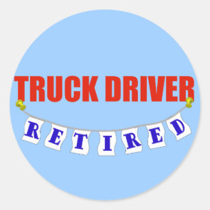 Pegatina Redonda Conductor de camión jubilado