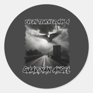 Pegatina Redonda Conductor de camiones Guardian Angel Road Protecti