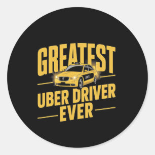 Pegatina Redonda Conductor de Uber Cada Vez Funny 1