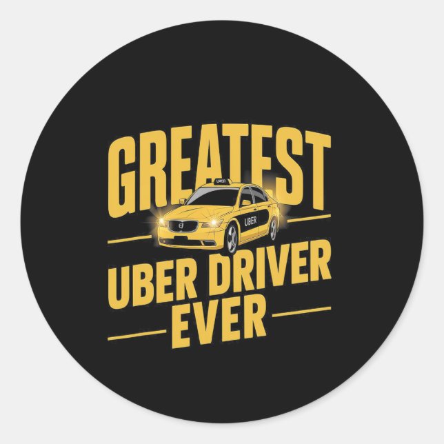 Pegatina Redonda Conductor de Uber Cada Vez Funny 1 (Anverso)