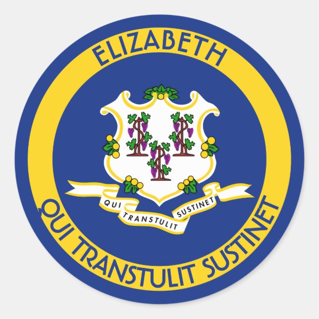 Pegatina Redonda Conecta La Bandera Personal Del Estado Constitucio (Anverso)