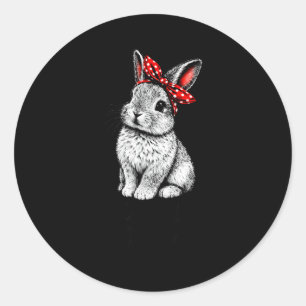 Pegatina Redonda Conejita mamá conejo mama feliz día de Pascua muje