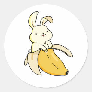 Pegatina Redonda Conejito banano kawaii