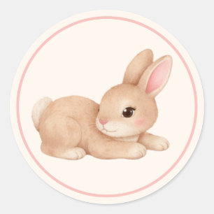Pegatina Redonda Conejito Bebé Adorable Conejo Mejillas Rosadas