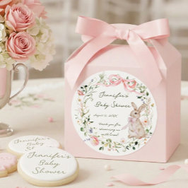 Pegatina Redonda Conejito de cuento de hadas Corona de flores silve