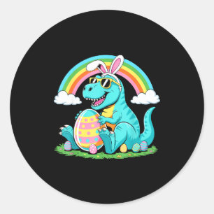Pegatina Redonda Conejito de dinosaurio lindo Huevo Feliz Eastrawr