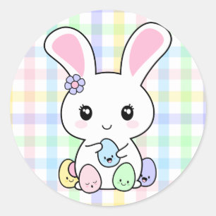 Pegatina Redonda Conejito de Kawaii pascua
