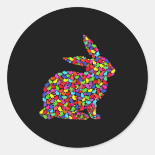 Pegatina Redonda Conejito de Pascua colorido lindo mujeres hombres