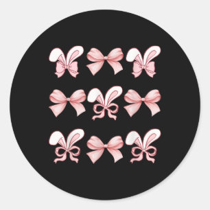 Pegatina Redonda Conejito de Pascua con Coquette Bow Easter Day Gir