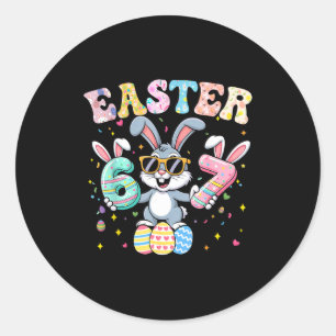 Pegatina Redonda Conejito de Pascua divertido 67 67 meme de seis si