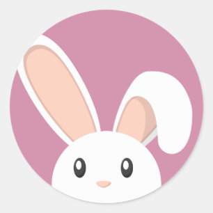 Pegatina Redonda Conejito de pascua que mira furtivamente