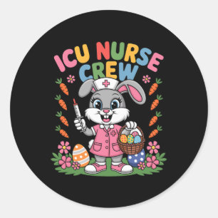 Pegatina Redonda Conejito Enfermero Pascua Enfermero Uci Tripulació