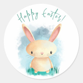 Pegatina Redonda Conejito - Feliz Pascua 