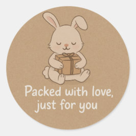 Pegatina Redonda Conejito Lindo Empacado con Amor Sticker