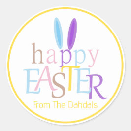 Pegatina Redonda Conejito personalizado Feliz Pascua Dandelion Amar