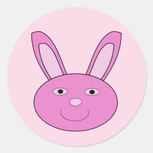 Pegatina Redonda Conejito Rosa Cara de Niña Primavera Pascua