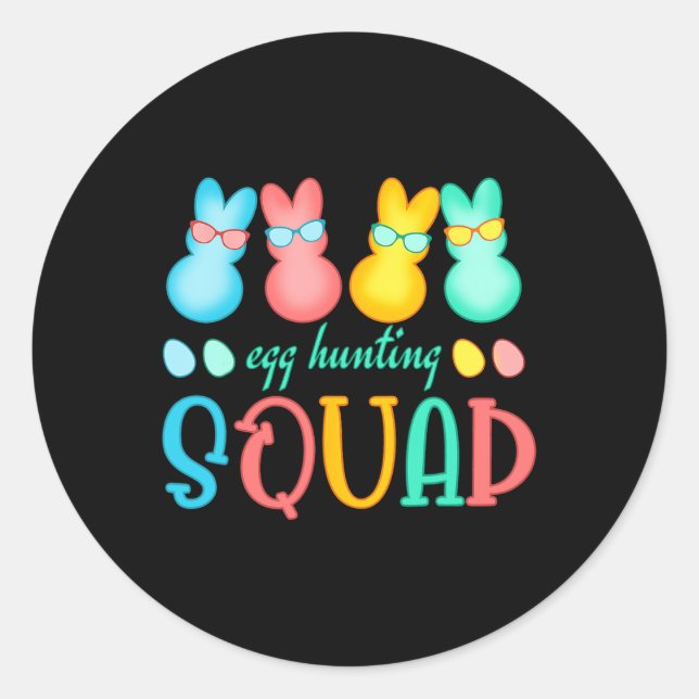 Pegatina Redonda Conejitos de Pascua Chicas de escuadrón de caza de (Anverso)