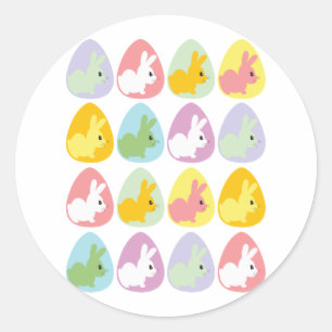Pegatina Redonda Conejitos del huevo de Pascua