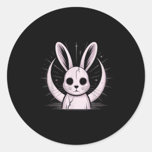 Pegatina Redonda Conejo a la luz de la luna Nge Alt Conejo Horror B