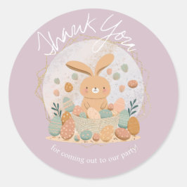 Pegatina Redonda Conejo acuarela Cumpleaños de Pascua Boho Gracias