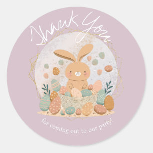 Pegatina Redonda Conejo acuarela Cumpleaños de Pascua Boho Gracias