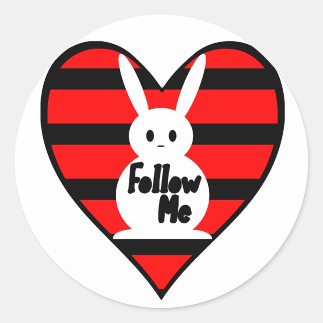 Pegatina Redonda Conejo blanco (Anverso)