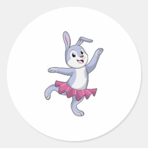 Pegatina Redonda Conejo como Ballerina en Ballet