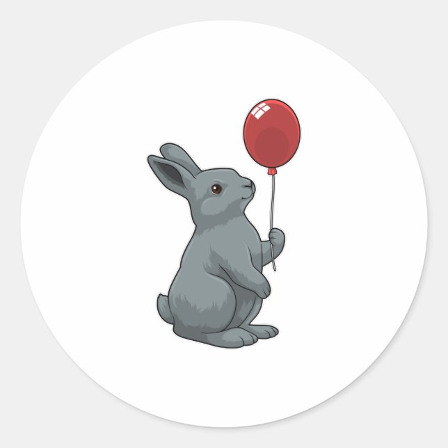 Pegatina Redonda Conejo con globo (Anverso)