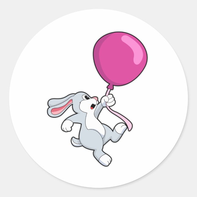Pegatina Redonda Conejo con globo (Anverso)