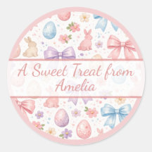 Conejo Coquette Personalizado & Lazo Rosa de Pascu